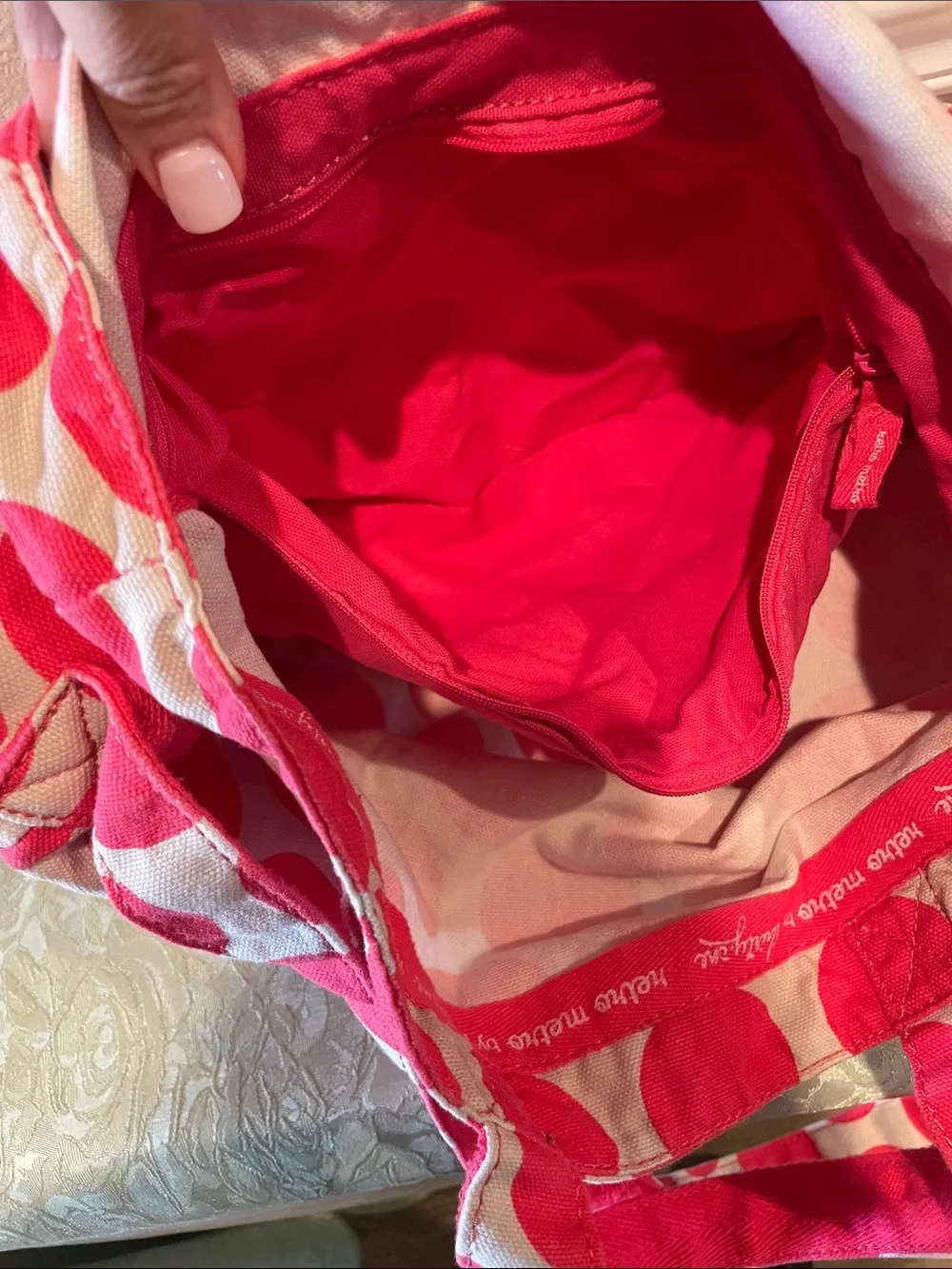 Thirty-One Retro Metro Fold Over Canvas Tote Bag